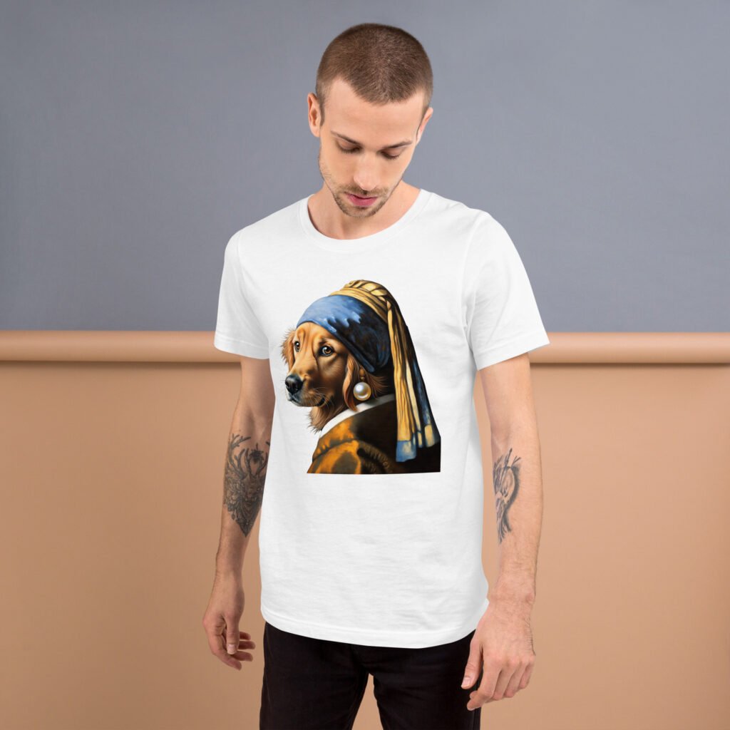 Golden Retriever with Pearl Earring – Unisex T-Shirt