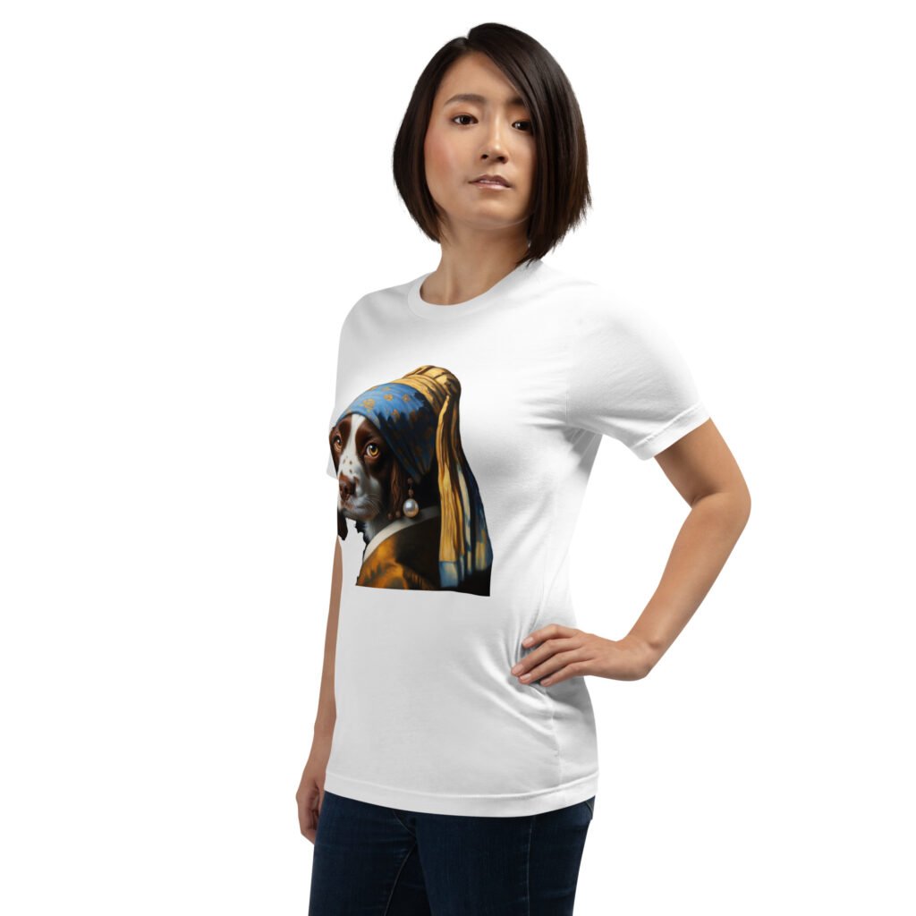 Springer Spaniel with Pearl Earring – Unisex t-shirt