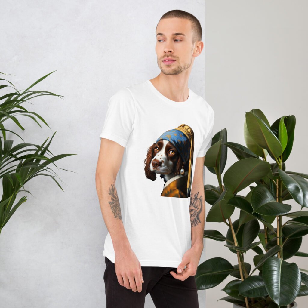 Springer Spaniel with Pearl Earring – Unisex t-shirt