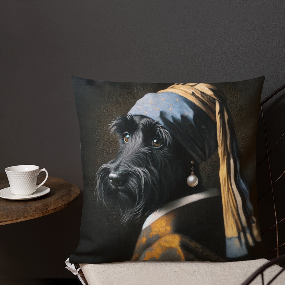 Scottish Terrier with Pearl Earring – Premium Pillow