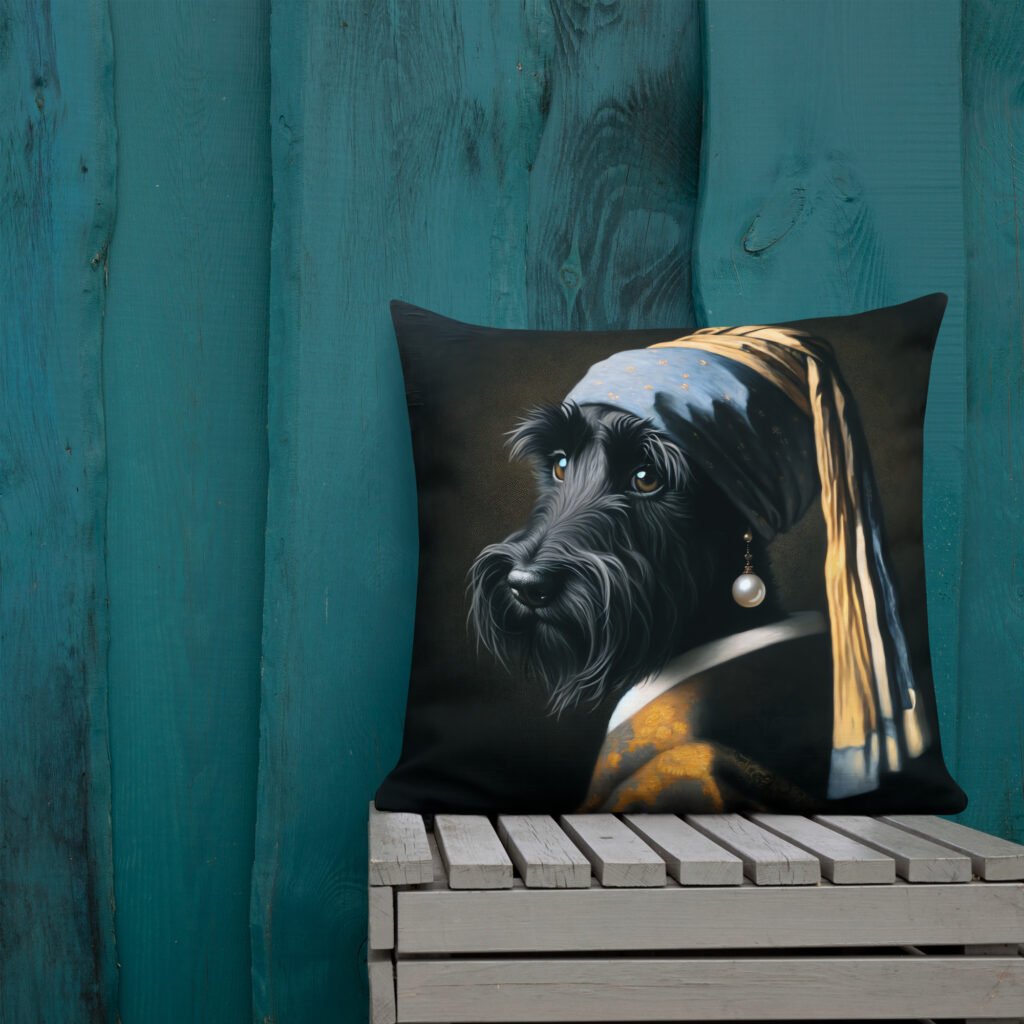 Scottish Terrier with Pearl Earring – Premium Pillow