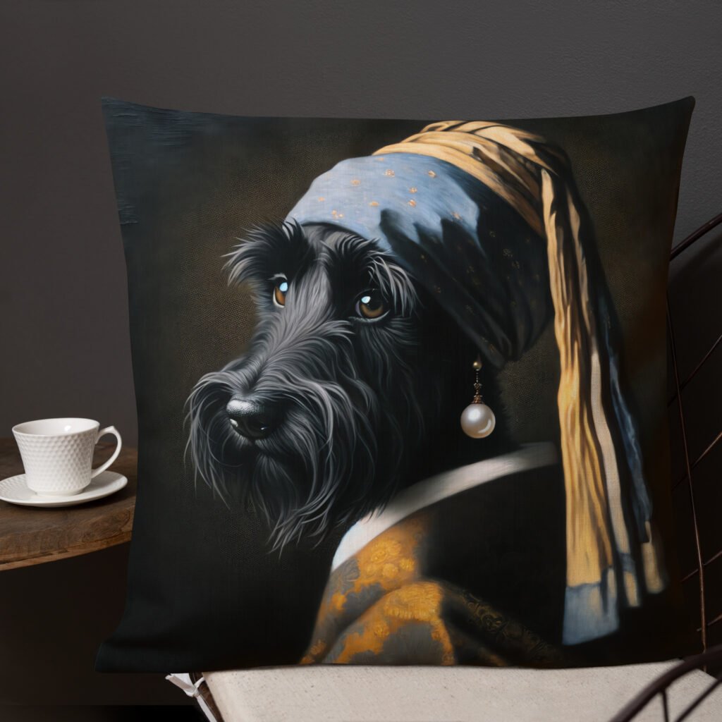 Scottish Terrier with Pearl Earring – Premium Pillow