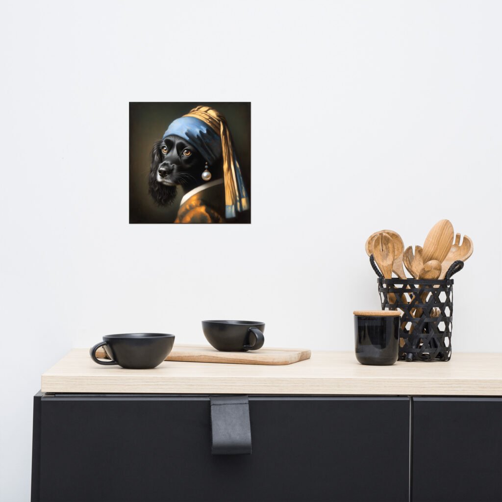 Black Cocker Spaniel with Pearl Earring – Poster