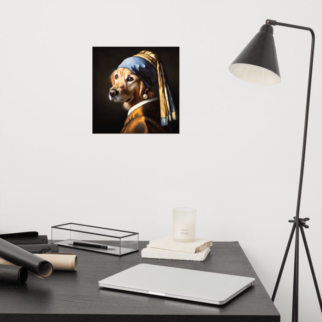 Golden Retriever with Pearl Earring – Poster