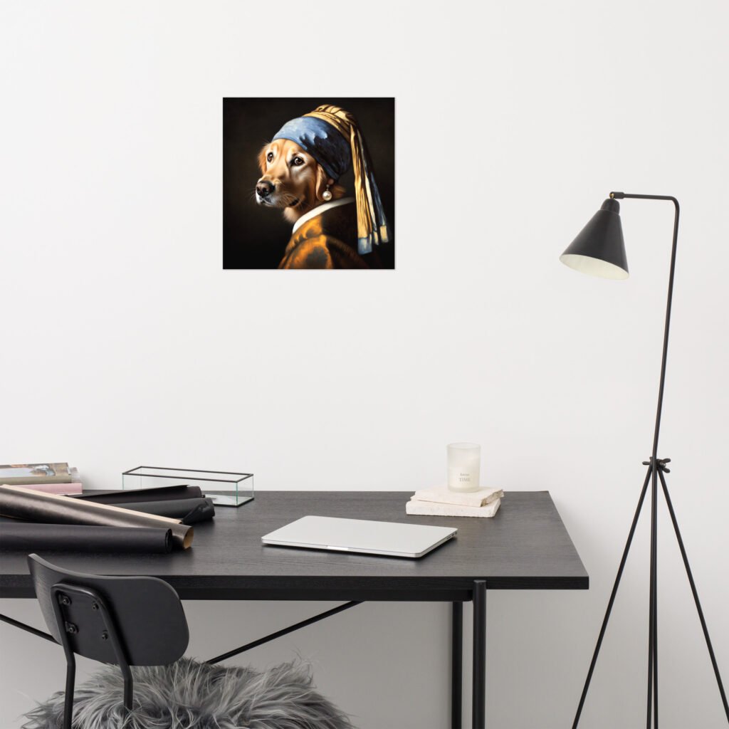 Golden Retriever with Pearl Earring – Poster