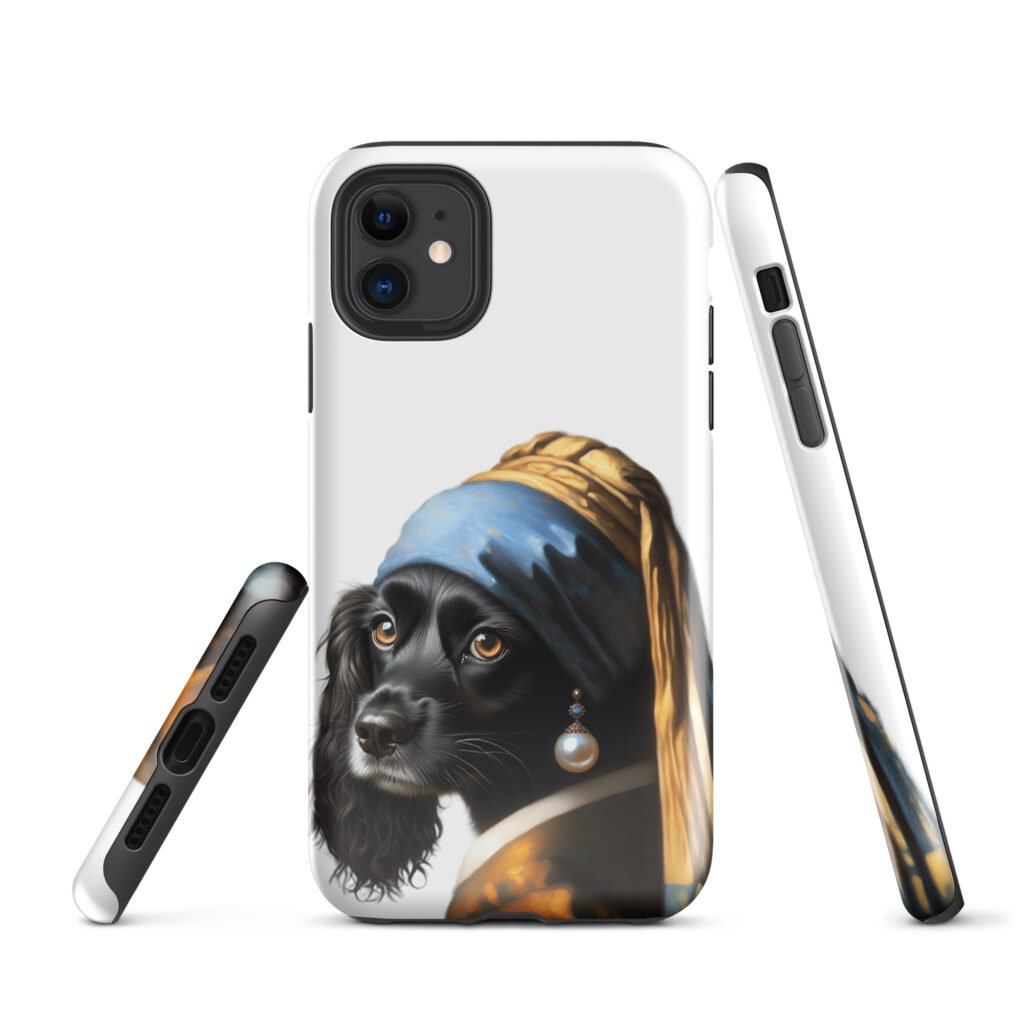 Black Cocker Spaniel with Pearl Earring – Tough Case for iPhone®