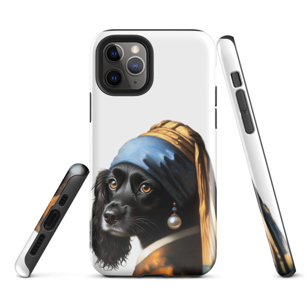 Black Cocker Spaniel with Pearl Earring – Tough Case for iPhone®