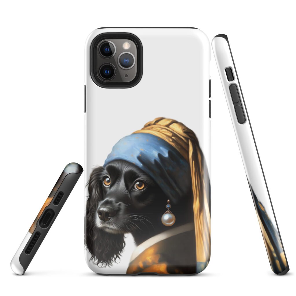 Black Cocker Spaniel with Pearl Earring – Tough Case for iPhone®