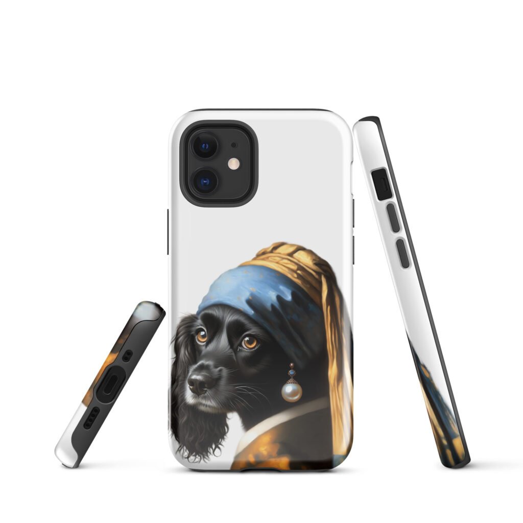 Black Cocker Spaniel with Pearl Earring – Tough Case for iPhone®