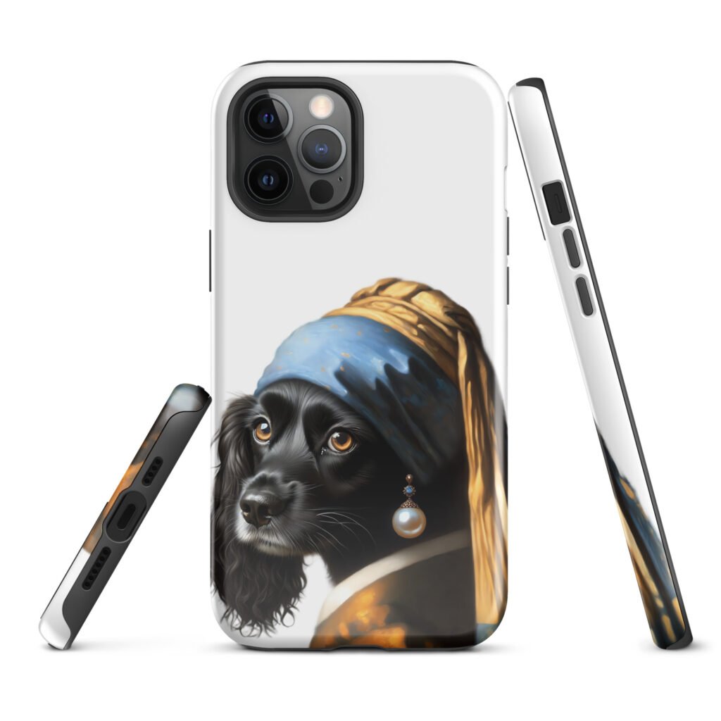 Black Cocker Spaniel with Pearl Earring – Tough Case for iPhone®