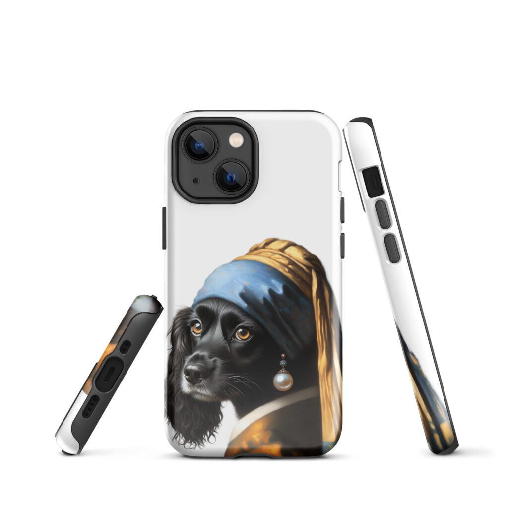 Black Cocker Spaniel with Pearl Earring – Tough Case for iPhone®