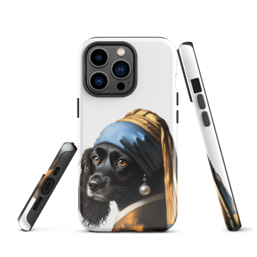 Black Cocker Spaniel with Pearl Earring – Tough Case for iPhone®