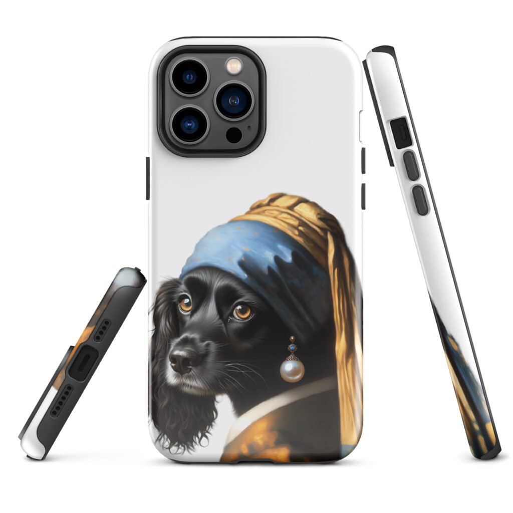 Black Cocker Spaniel with Pearl Earring – Tough Case for iPhone®