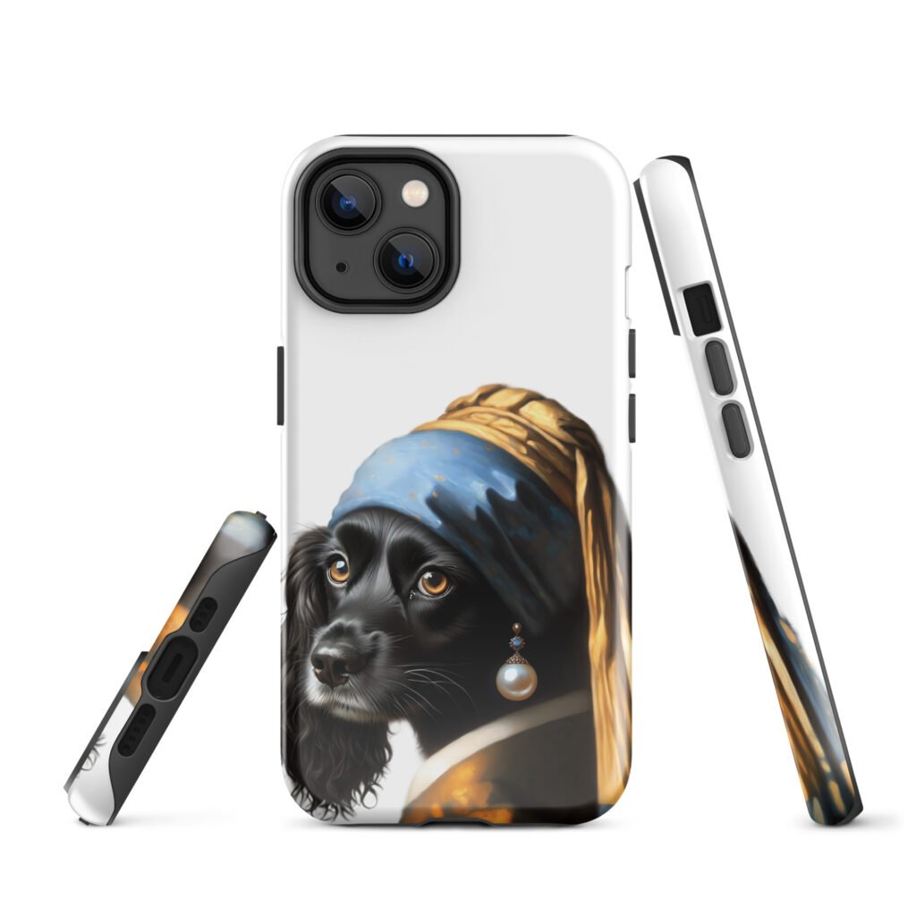 Black Cocker Spaniel with Pearl Earring – Tough Case for iPhone®