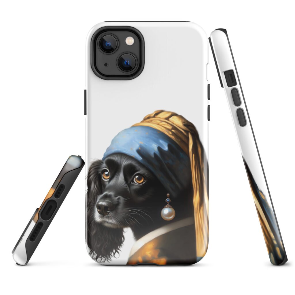 Black Cocker Spaniel with Pearl Earring – Tough Case for iPhone®