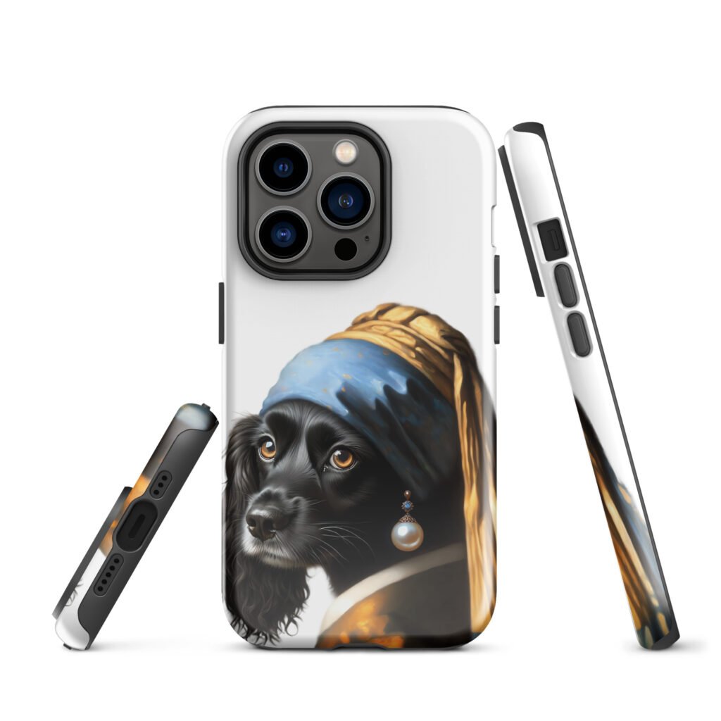 Black Cocker Spaniel with Pearl Earring – Tough Case for iPhone®