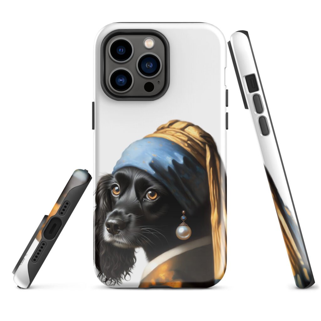 Black Cocker Spaniel with Pearl Earring – Tough Case for iPhone®