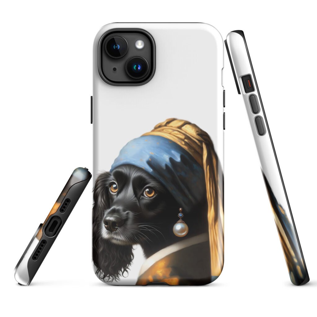 Black Cocker Spaniel with Pearl Earring – Tough Case for iPhone®