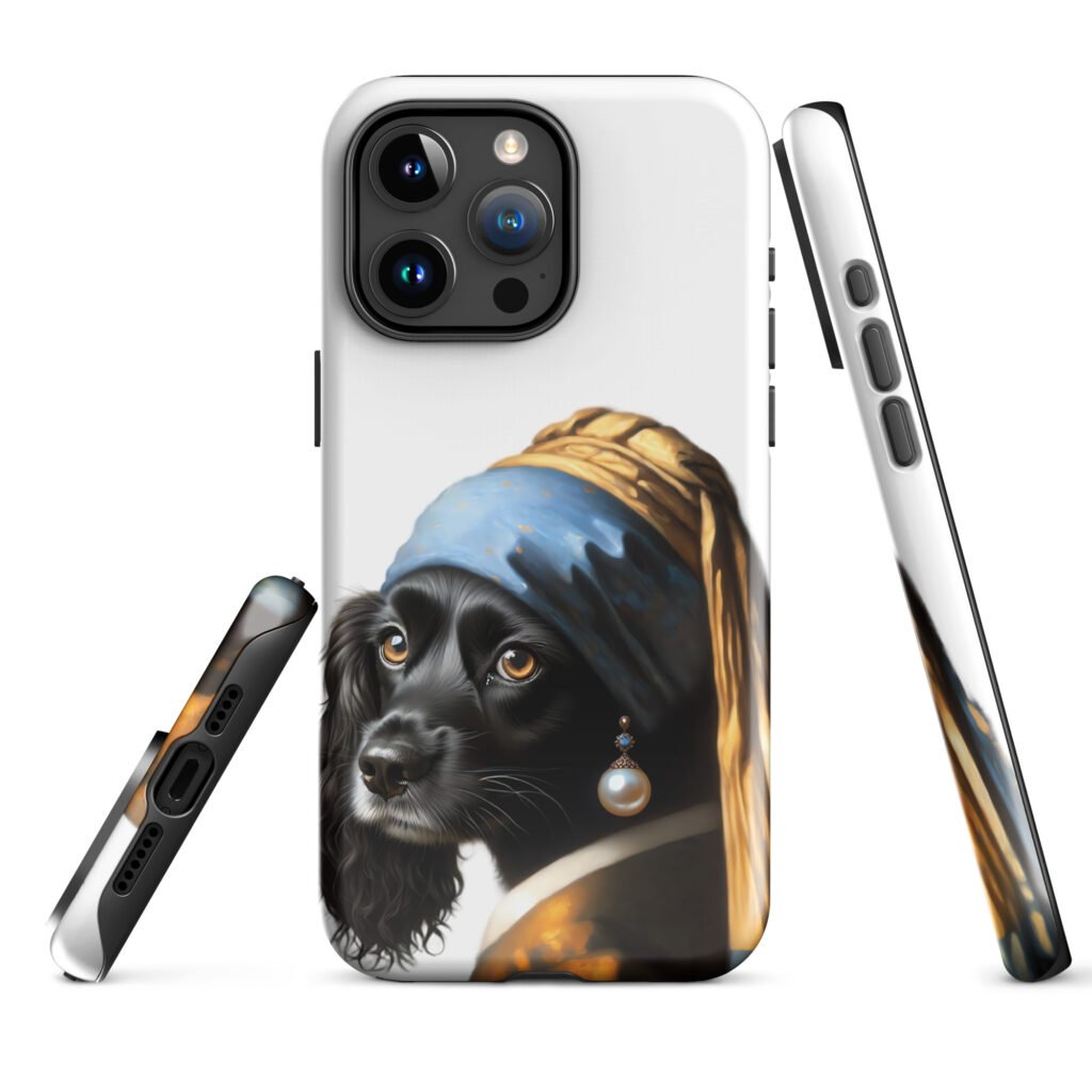 Black Cocker Spaniel with Pearl Earring – Tough Case for iPhone®