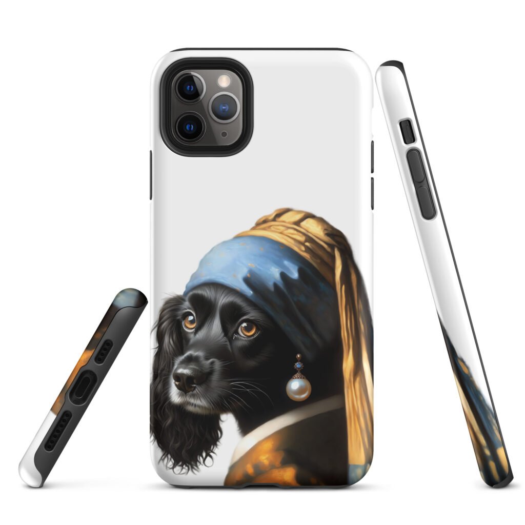 Black Cocker Spaniel with Pearl Earring – Tough Case for iPhone®