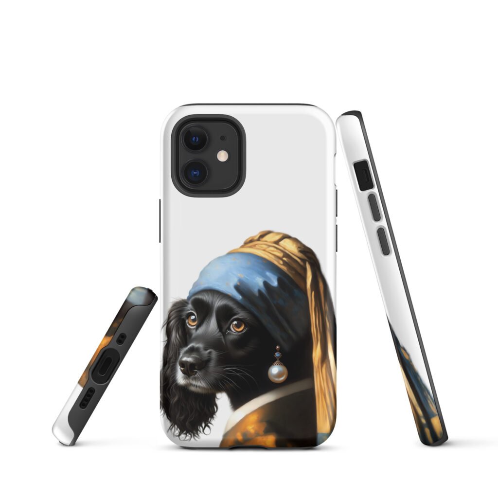 Black Cocker Spaniel with Pearl Earring – Tough Case for iPhone®