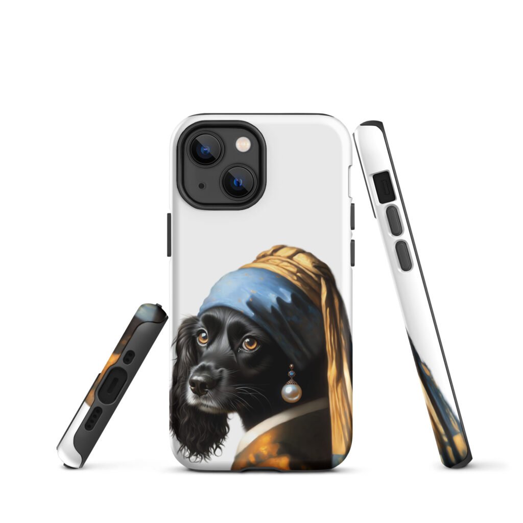 Black Cocker Spaniel with Pearl Earring – Tough Case for iPhone®