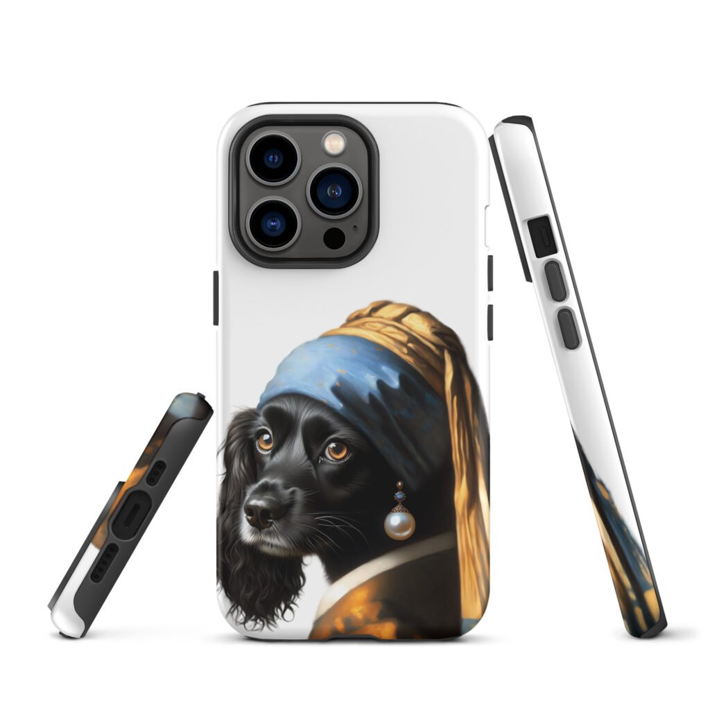 Black Cocker Spaniel with Pearl Earring – Tough Case for iPhone®