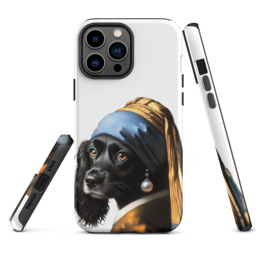 Black Cocker Spaniel with Pearl Earring – Tough Case for iPhone®