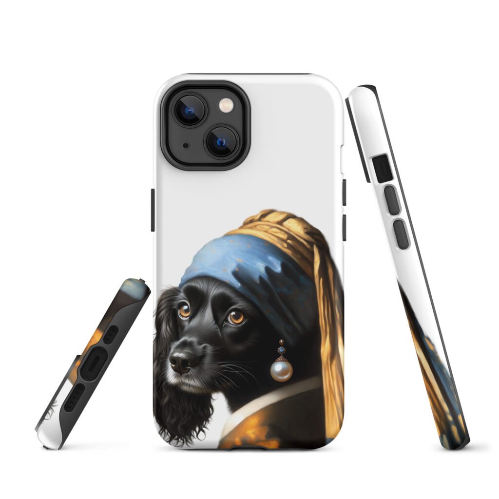 Black Cocker Spaniel with Pearl Earring – Tough Case for iPhone®