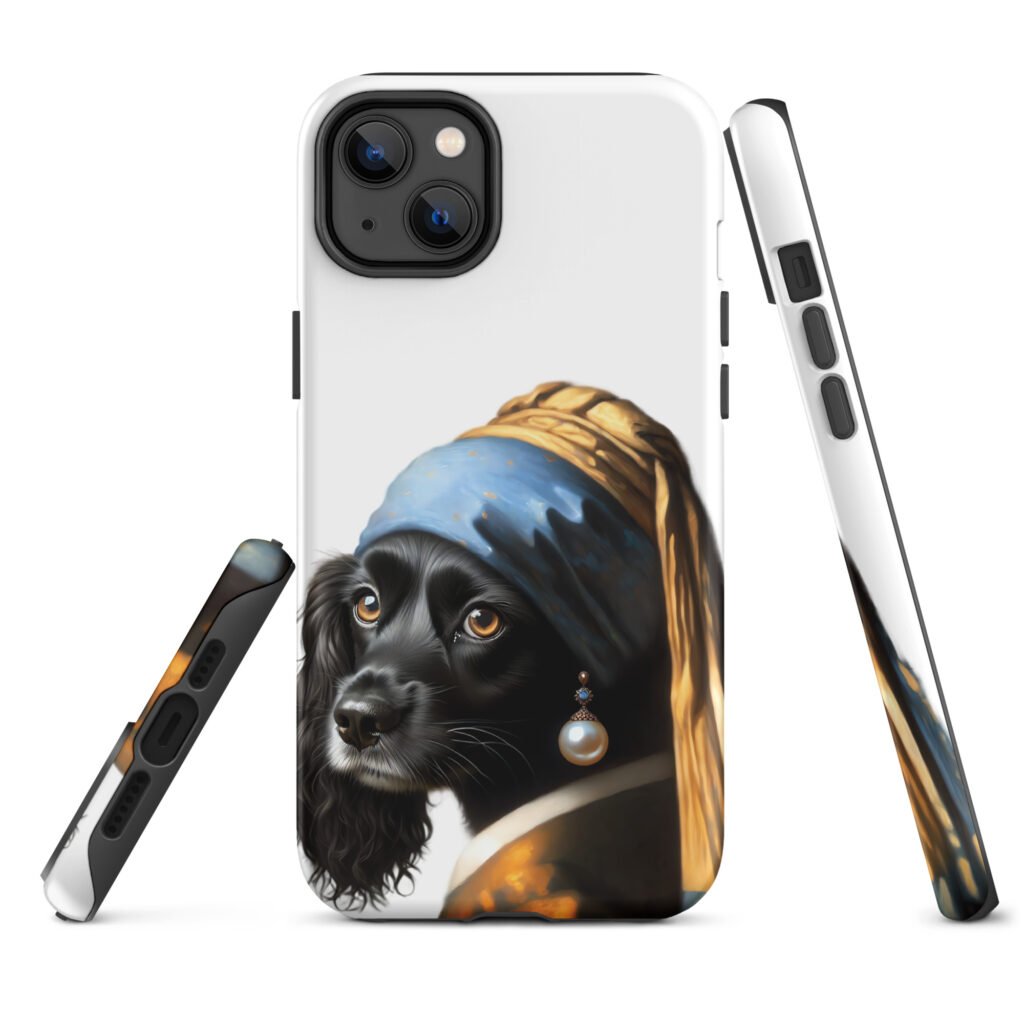 Black Cocker Spaniel with Pearl Earring – Tough Case for iPhone®