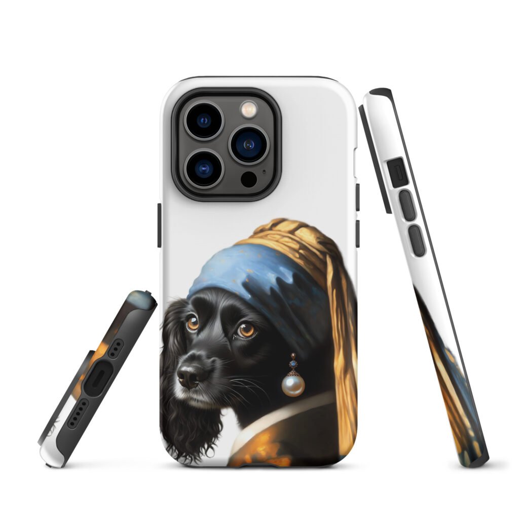 Black Cocker Spaniel with Pearl Earring – Tough Case for iPhone®