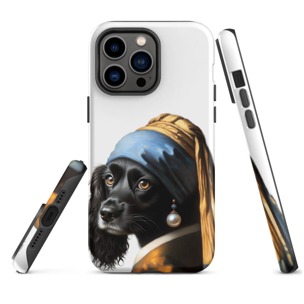 Black Cocker Spaniel with Pearl Earring – Tough Case for iPhone®