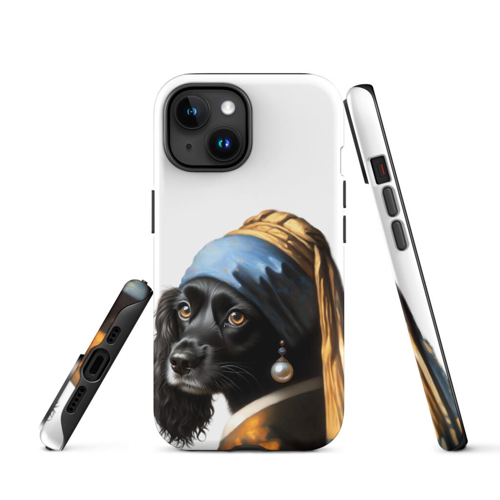 Black Cocker Spaniel with Pearl Earring – Tough Case for iPhone®