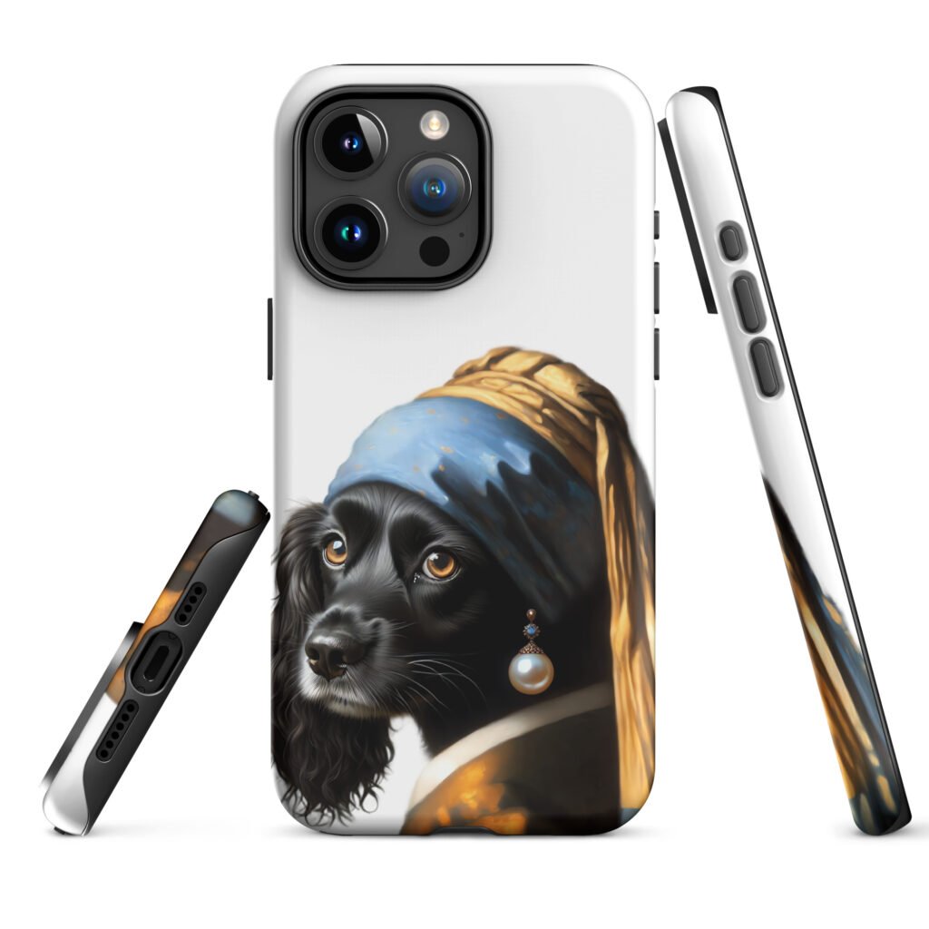 Black Cocker Spaniel with Pearl Earring – Tough Case for iPhone®