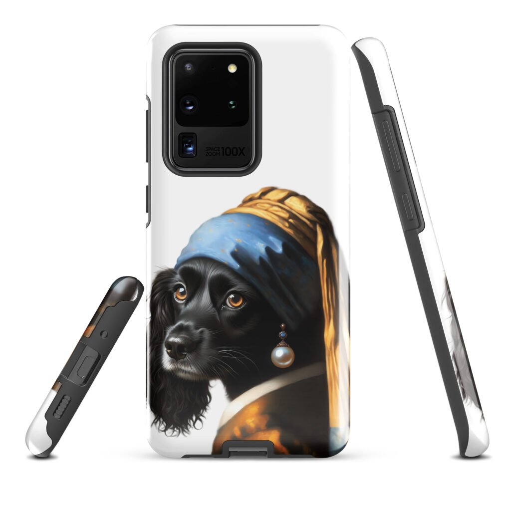 Black Cocker Spaniel with Pearl Earring – Tough case for Samsung®