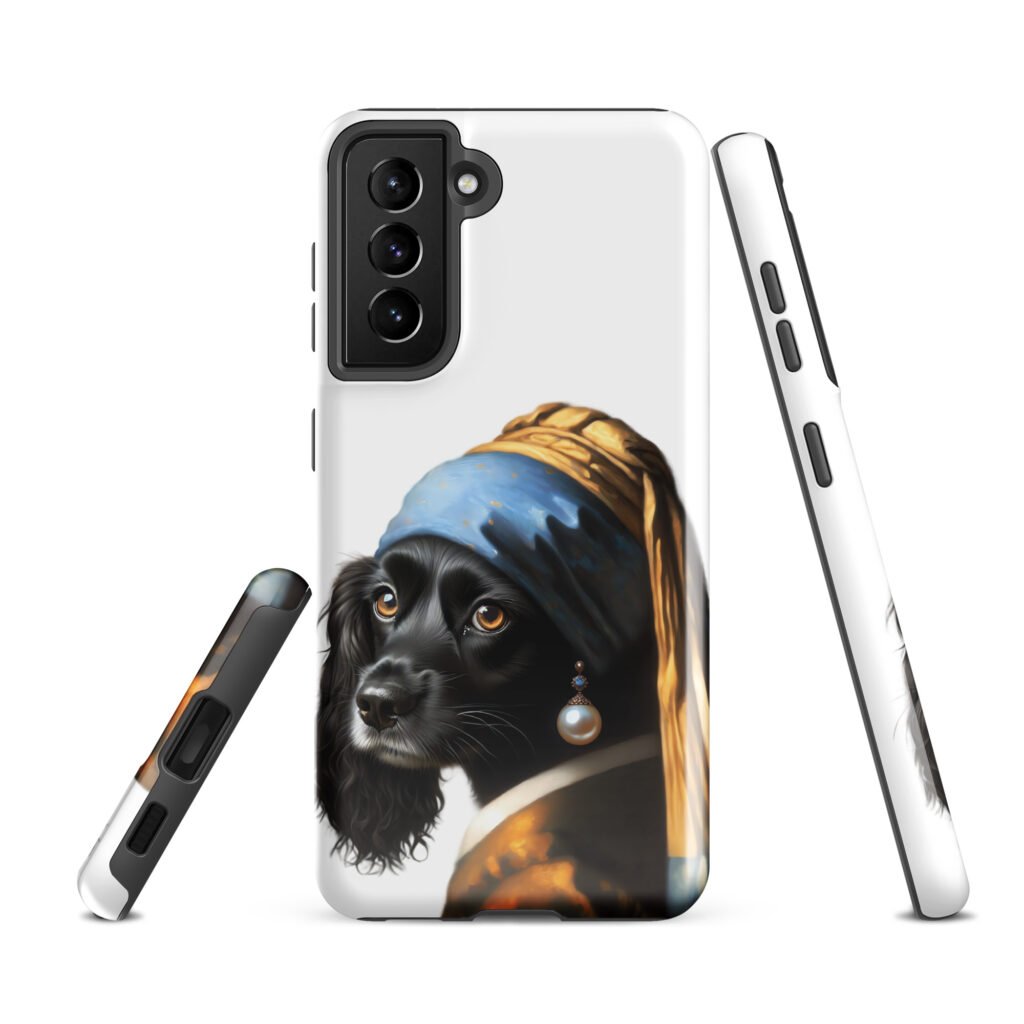 Black Cocker Spaniel with Pearl Earring – Tough case for Samsung®