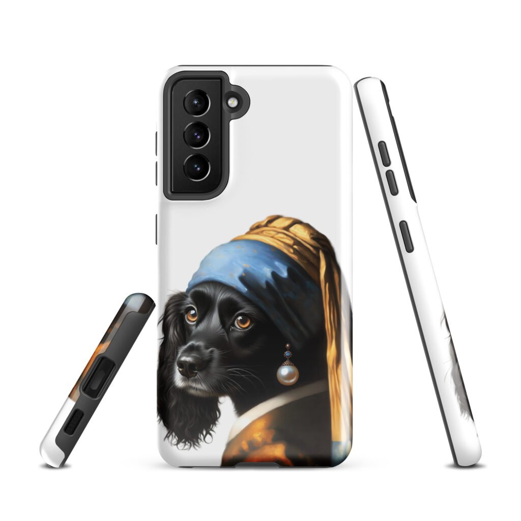 Black Cocker Spaniel with Pearl Earring – Tough case for Samsung®