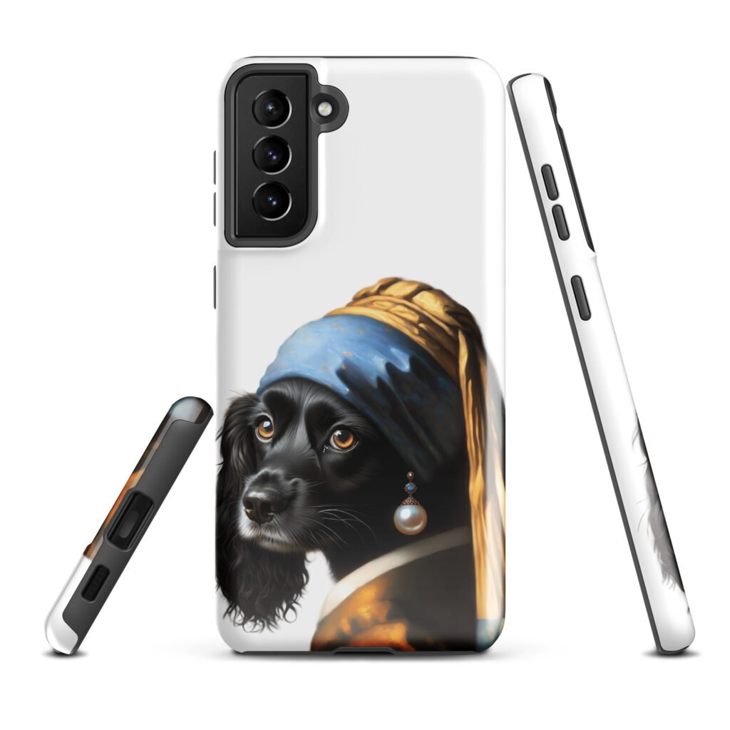 Black Cocker Spaniel with Pearl Earring – Tough case for Samsung®