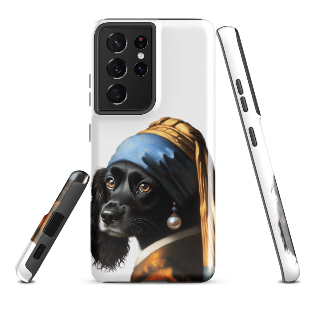 Black Cocker Spaniel with Pearl Earring – Tough case for Samsung®