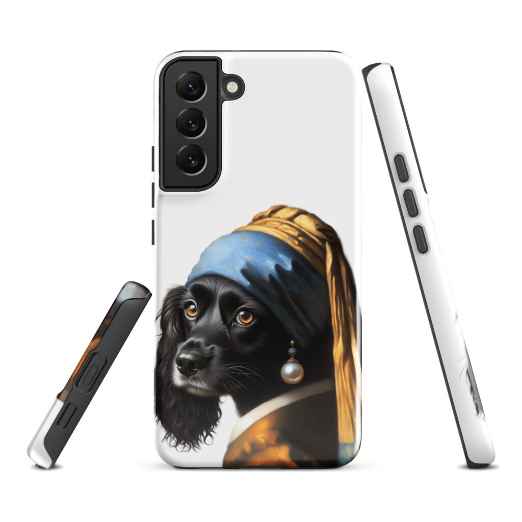 Black Cocker Spaniel with Pearl Earring – Tough case for Samsung®