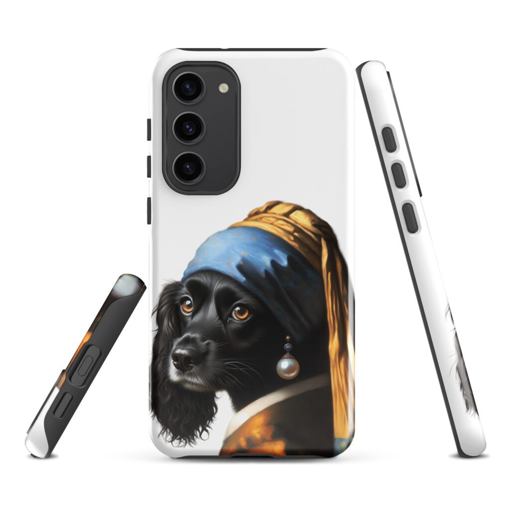 Black Cocker Spaniel with Pearl Earring – Tough case for Samsung®