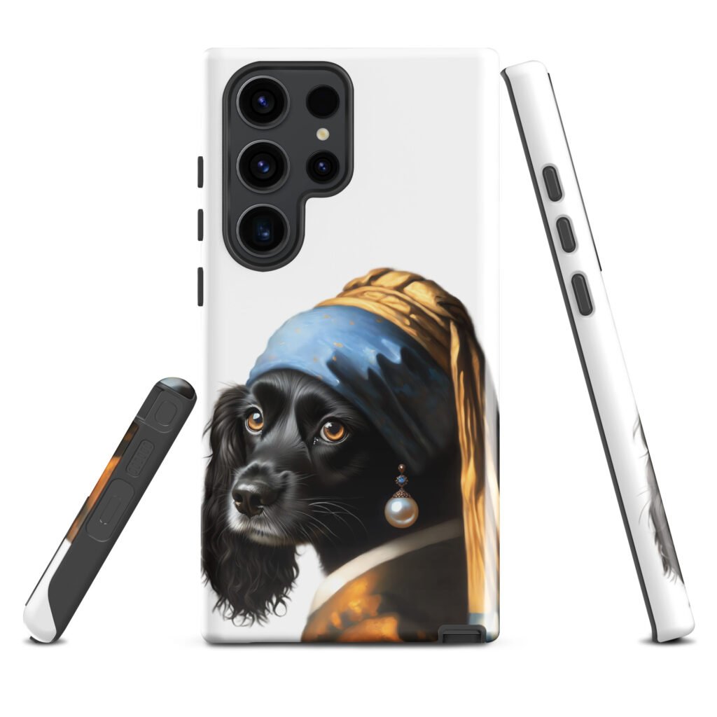 Black Cocker Spaniel with Pearl Earring – Tough case for Samsung®