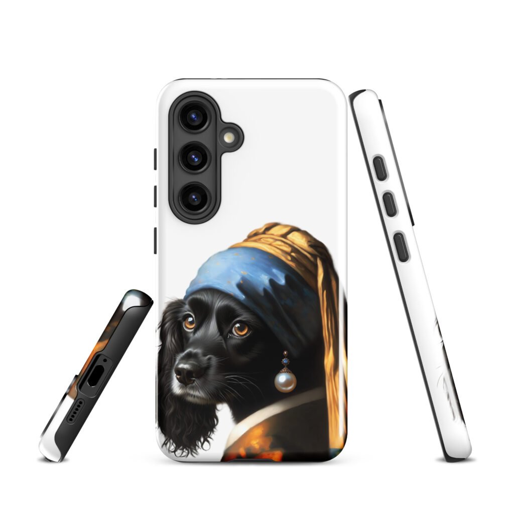 Black Cocker Spaniel with Pearl Earring – Tough case for Samsung®