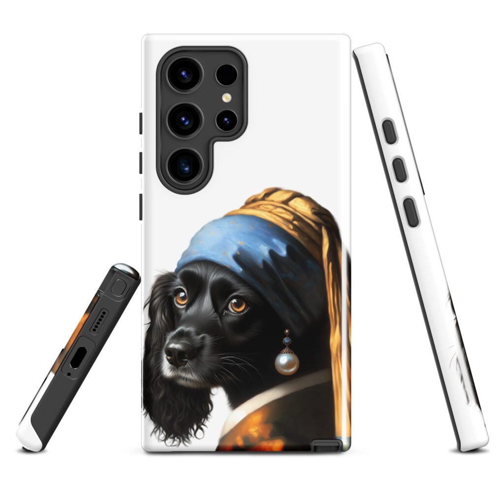 Black Cocker Spaniel with Pearl Earring – Tough case for Samsung®