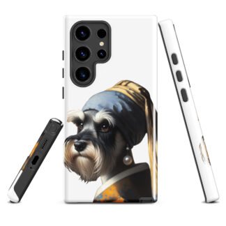 Miniature Schnauzer with Pearl Earring – Tough case for Samsung® - Glossy, Samsung Galaxy S24 Ultra