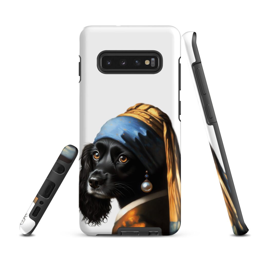 Black Cocker Spaniel with Pearl Earring – Tough case for Samsung®