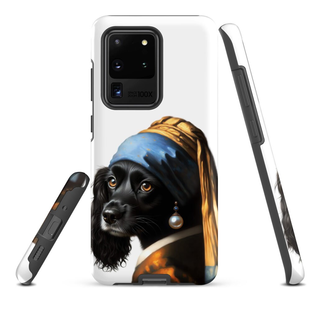 Black Cocker Spaniel with Pearl Earring – Tough case for Samsung®