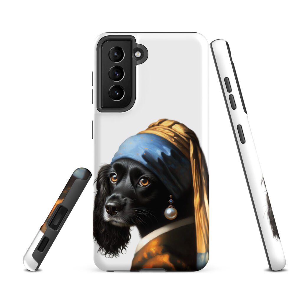 Black Cocker Spaniel with Pearl Earring – Tough case for Samsung®