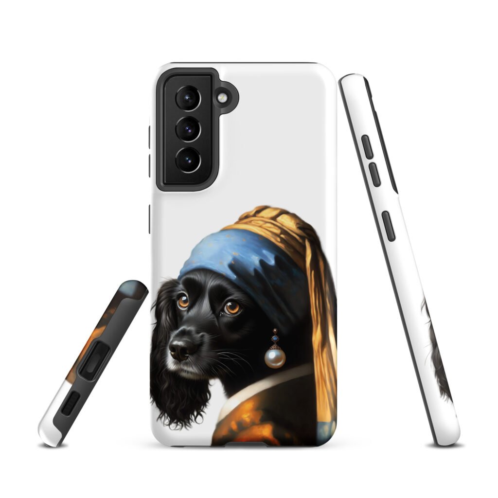 Black Cocker Spaniel with Pearl Earring – Tough case for Samsung®