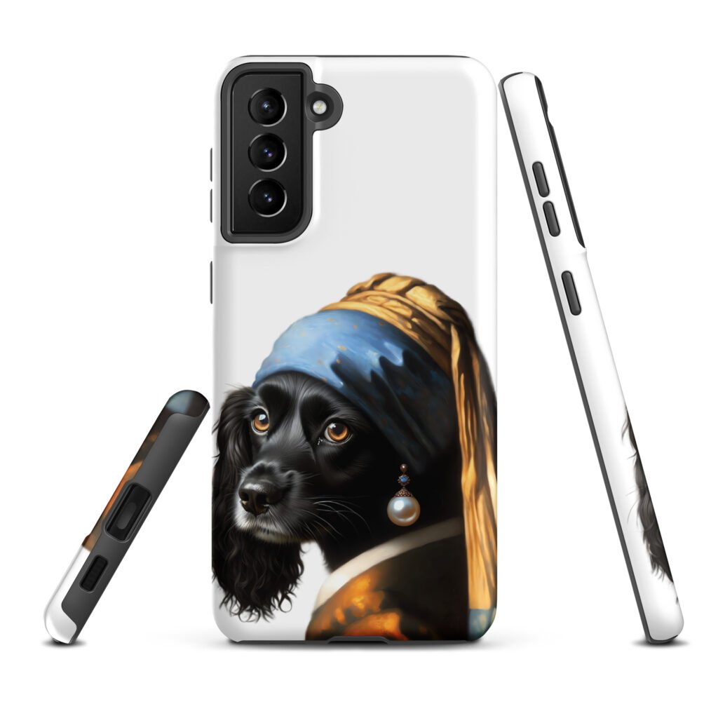 Black Cocker Spaniel with Pearl Earring – Tough case for Samsung®